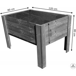 Mesa de cultivo de madera de pino antihumedad autoclave. Medidas: 1,2x0,8x0,8 m. Profundidad 40 cm