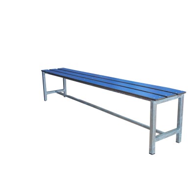 BANCO DE VESTUARIO estructura metálica galvanizada,  tubo de 30x30 mm., 3 listones de madera,  MT LINEAL