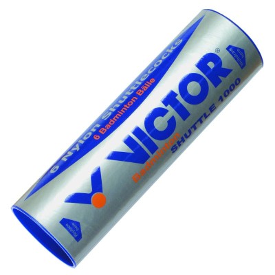 Tubo de 6 VOLANTINES BÁDMINTON VICTOR 1000. corcho y nylon.