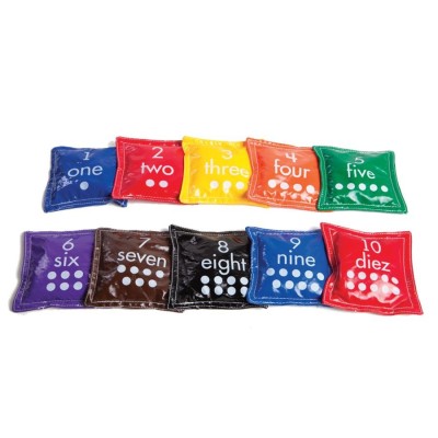 SAQUITOS NUMEROS BEAN BAGS. Set de 10 unidades. 