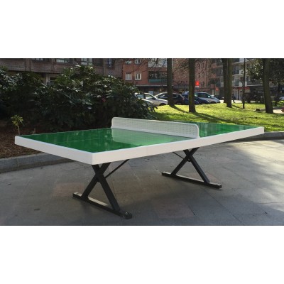 MESA DE TENIS DE MESA ANTIVANDALICA.Fabricada en fibra de vidrio y resinas.Estructura de acero galvanizado.