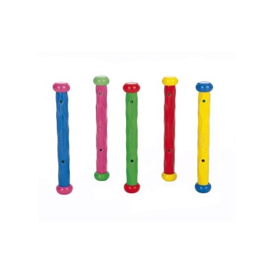 Juego de 5 bastones de buceo flexibles y  de diferentes colores.