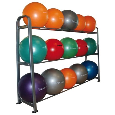 Soporte metálico para almacenar balones gigantes con 3 alturas.