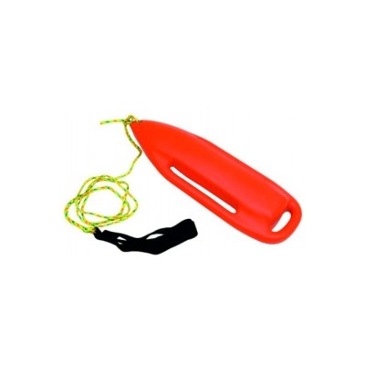 Lata/ torpedo de rescate fabricada en plástico muy resistente. Cinturón ajustable. Medida: 70x31