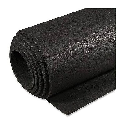 Suelo de gimnasio de color negro tipo D. Caucho reciclad. Rollo de 1,25x10 m. Grosor 8 mm. color negro