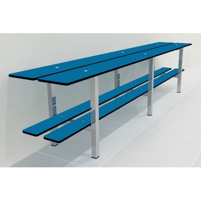 BANCO DE VESTUARIO con asiento y zapatero. Estructura de ACERO INOXIDABLE. A medida hasta 140cm