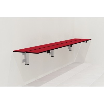 BANCO DE VESTUARIO para anclar a PARED. Estructura de ACERO INOXIDABLE