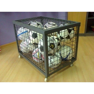 CARRO PORTAMATERIAL antirobo, malla metálica, con ruedas y candado.750x500x500mm. Capacidad 12 balones.