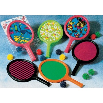 SET RAQUETA LYCRA. Juego de 2 raquetas y 1 pon-pon.