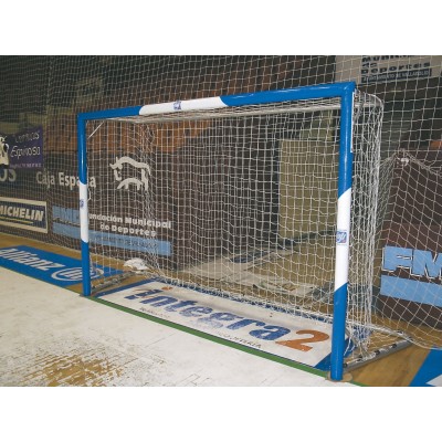 JUEGO PORTERIAS FUTBOL SALA, aluminio, reglamentarias, atornillables, según Norma EN-749