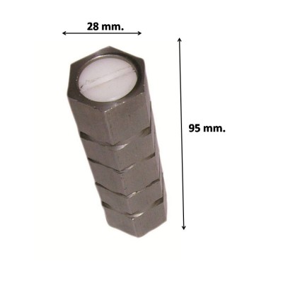 JUEGO DE 4 CASQUILLOS DE ACERO INOXIDABLE con tapa. Para atornillar. Dimensiones: 95x33mm