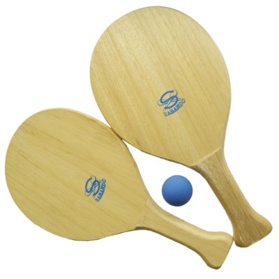 Juego de DOS PALAS DE PLAYA de madera y PELOTA Sabando. Muy ligera. 40x20x1,4cm.
