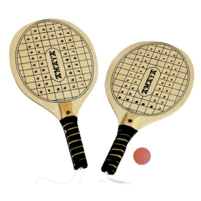 JUEGO DE DOS PALAS DE PLAYA de madera y PELOTA Amaya Sport.