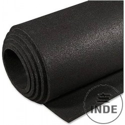 Suelo de gimnasio de color negro tipo D. Caucho reciclad. Rollo de 1,25x10 m. Grosor 8 mm. color negro