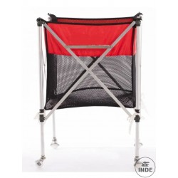 CARRO PORTABALONES ALUMINIO PLEGABLE PARA 10/12 balones. Medidas: 89x58 cm. (cesta de 56x56 cm.). Con ruedas