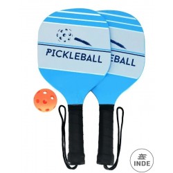 SET DE 2 PALAS DE PICKLEBALL fabricadas en madera con un agarre suave en la empuñadura. Incluye pelota perforada