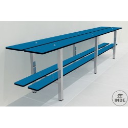 BANCO DE VESTUARIO con asiento y zapatero. Estructura de ACERO INOXIDABLE. A medida hasta 140cm