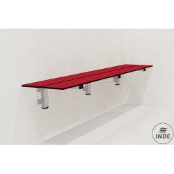 BANCO DE VESTUARIO para anclar a PARED. Estructura de ACERO INOXIDABLE