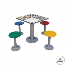 MESA JUEGOS DE MESA ANTIVANDALICA. Con asientos redondos